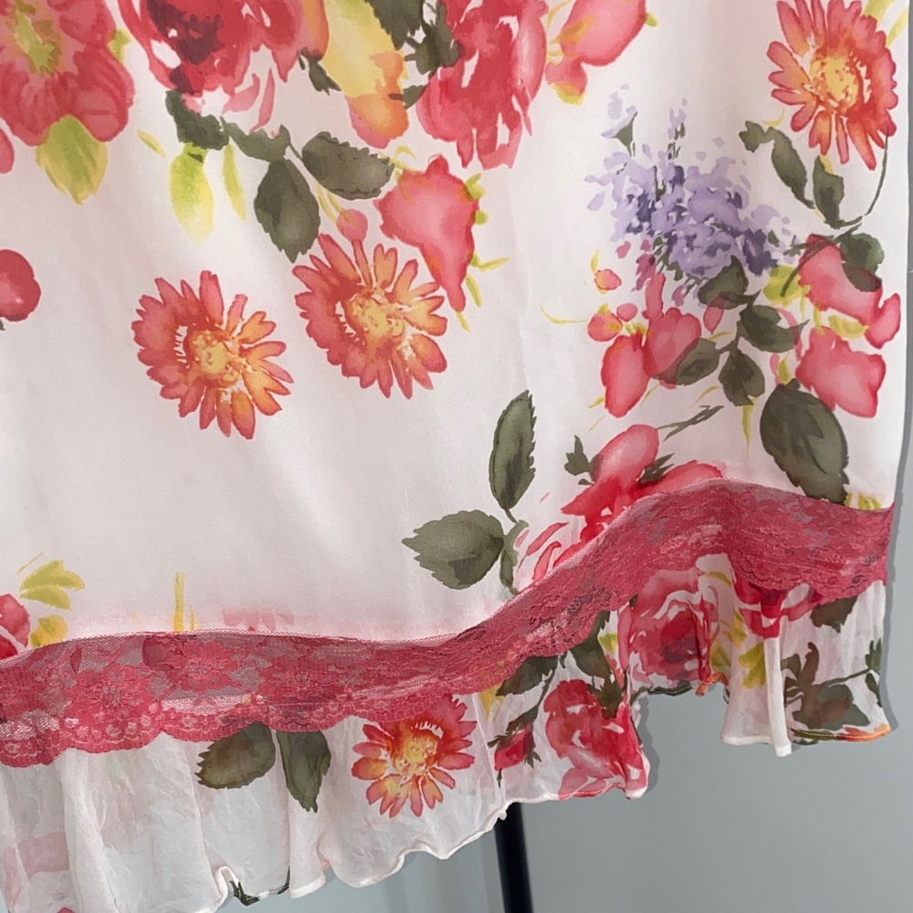 Spenser Jeremy Floral Pink Midi Skirt 100% silk - Picture 8 of 9